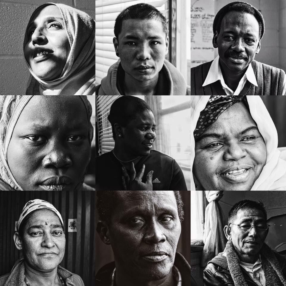 Diverse group of refugees showing dignity and humanity